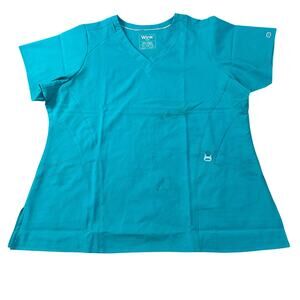 WINK Women's W123 Stylized V-Neck Scrub Top Size XL In Teal Blue